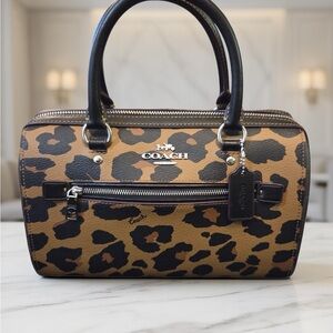 Coach Rowan Satchel Leopard Print CC758 – Like New Condition!